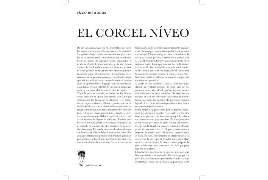 First page of El Corcel Niveo writing